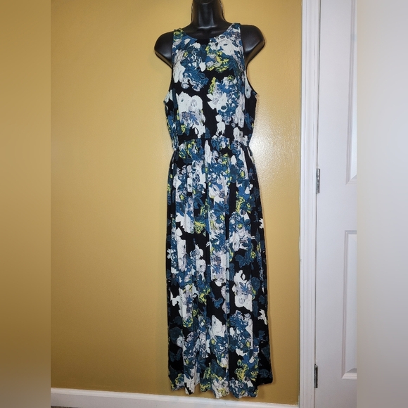 World Market Floral Boho Bohemian Lace High Neck Modest Maxi Dress sz L/XL - Picture 1 of 10